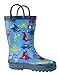 OAKI Toddler Rain Boots – Lightweight Waterproof Rubber Boots for Kids with Easy-On Handles – Durable Kids Outdoor Footwear, Blue Dino, 8T Toddler