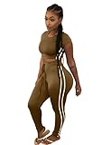 Sedrinuo Women's Sexy Bodycon Round Neck Hoody Pants 2-Piece Jumpsuit Sportswear