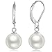 Pearl Earrings Dangle Pearls Earrings Silver Pearl Earrings for Women Sterling Silver Pearl Earrings Simulated Pearl Earrings Silver Pearl Dangling Earrings Pearl Leverback Earrings 10MM