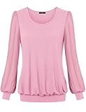 Laksmi Women's Basic Ruched Long Sleeve Chiffon Tunic Top