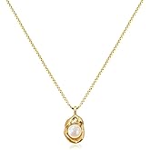 Trendlooks Pearl Necklace 14K Gold Plated Pendant with 6mm Freshwater Pearl Necklaces Gift for Women (055)