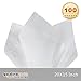 PMLAND 100 Sheets White Tissue Wrapping Paper Bulk 20 x 15 Inches for Gift Favor Bags Boxes Flowers Packaging Crafts DIY Art Projects and Party Decorations