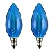 2-Pack Luxrite Straight Tip/Torpedo Style Blue LED Bulb, 4W Filament Bulb, 350 Lumens, E12 Base, UL Listed, 15,000 Hours Life, Great for Any Decoration and Holiday Lights