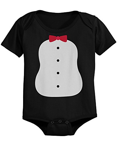 365 Printing Penguin Costume Baby Bodysuit Black Infant Snap On Onesie for Halloween
