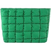 HFLZBRO Puffy Quilted Makeup Bag for Women, Cosmetic Bag, Travel Toiletry Organizer Pouch Clutch (green)