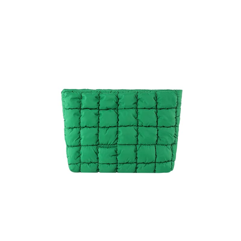 HFLZBRO Puffy Quilted Makeup Bag, Cosmetic Bag, Travel Toiletry Organizer Pouch, Clutch for Women (Green) — image 1
