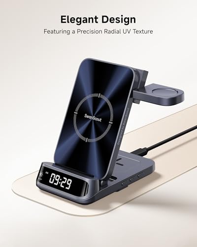 Wireless Charging Station for Samsung, 3 in 1 Wireless Charger for Samsung S25 Ultra/S25+/S25/S24/S23/S22/Z Flip/Fold7, for Galaxy Watch 7/Ultra/FE/6/5/Buds 3 Pro, SwanScout 708S (NO Adapter)