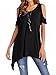 Adreamly Women's Cold Shoulder Short Sleeve Swing Loose Fit T-Shirt Tunic Tops Black X-Large