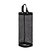 LINEVI Bag Holder for Plastic Bags, 2 Pcs Polyester Grocery Bag Holder Plastic Dispenser Foldable Breathable Washable Hanging Mesh Garbage Bag Organizer for Kitchen Plastic Bag Storage (Black)
