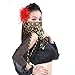 BellyLady Belly Dance Tribal Face Veil With Beads, Halloween Costume Accessory