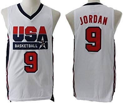 Mens Jordan #9 USA Dream Team White Stitched Basketball Jersey Size M
