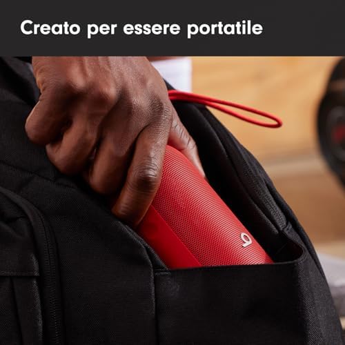Pill - Altoparlante Bluetooth wireless e Caricatore portatile tramite USB-C - Fino a 24 ore di autonomia della batteria, resistente all'acqua IP67, compatibile con Apple e Android - Rosso deciso