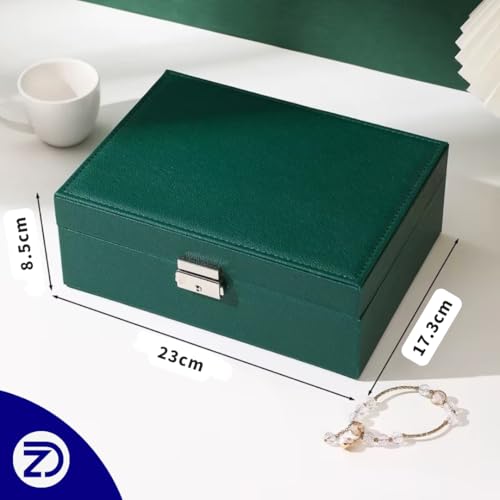Porta Joias Dupla Camada com Chave | Organizador Multifuncional para Anéis, Brincos e Colares | Compacto, Resistente e Ideal para Viagem | Cor Branco