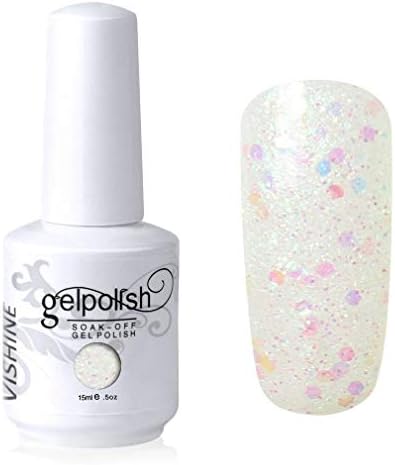 Vishine Nail Salon UV Manicure Polish Soak Off Gel Polish Nail Art Glitter Ivory(789)