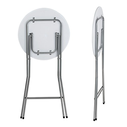TecTake Stabiler Stehtisch Bistrotisch klappbar Weiss Höhe: ca. 110 cm, Tischplatte: ca. 60 cm Ø – Bild 4