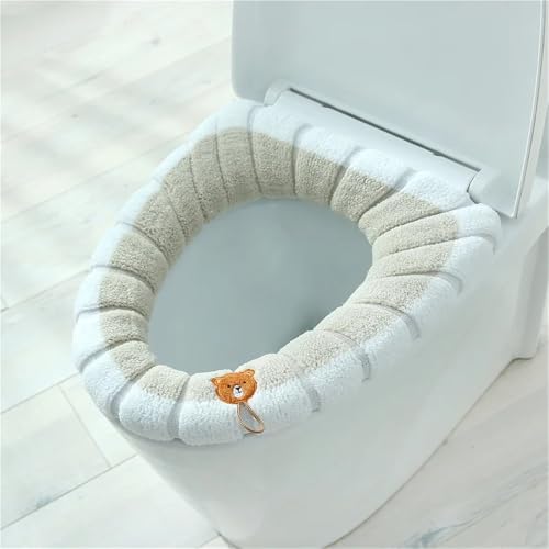 FDZDBLCECH Toilet Seat Pad Thick Warm Toilet Seat Ring Contrast Color Toilet Seat Knitted Household Warmer Soft Toilet Covers(E)