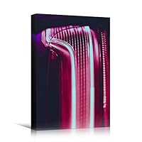 Canvas Wall Art Red Light Art Abstract Colorful Hallway Industrial Lights Mixed Media Multicolor Neon - 12x18 inches