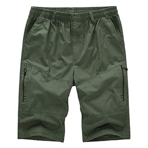 ZEFOTIM Casual Shorts for Men's Casual Pure Color Outdoors Pocket Beach Work Trouser Cargo Shorts Pant(ArmyGreen,XXXX-Large) - Thumbnail 7