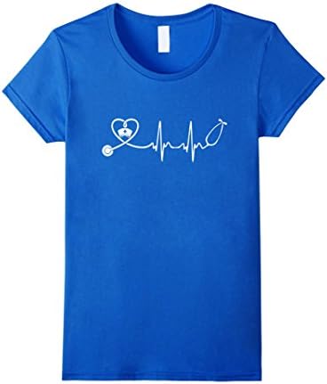 Womens Nurse Stethoscope Heartbeat T-Shirt Large Royal Blue