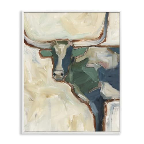 Stupell Industries Western Pop Cattle White Framed Giclee Art Design by Ethan H…