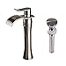 Votamuta Waterfall Spout Single Handle Bathroom Sink Vessel Faucet Mixer Tap Lavatory Faucets Tall Body Brushed Nickel with Pop Up Drain