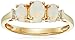 10k Yellow Gold October Birthstone 3-Stone Opal with Diamond-Accent Ring, Size 7