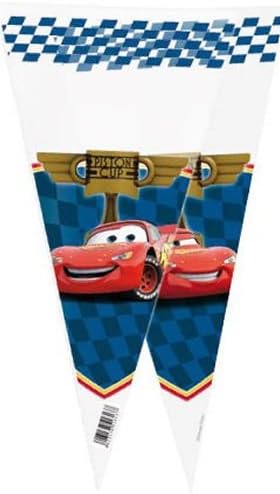 CARS Party Cone Shaped Cello Loot Bags/Sweet Bags (10 Pack)