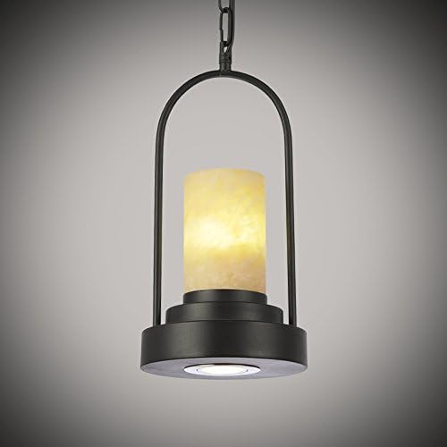 NATSEN Vintage Mini-Pendant Light with Butterscotch Marble Candle Shade and Hanging Chain for Kitchen, Cafe and Restaurant (BULB NOT INCLUDED)
