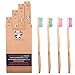 Natural Organic Eco Friendly Bamboo Toothbrush Adult Medium Nylon Bristles, 100% Plastic Free & Biodegradable Handle & Packaging, Sustainable Dental Care, 4-Pack