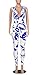 Mr.Seven Beaumode Womens Sleeveless Deep V-Neck Floral Printed Long Pants Jumpsuits Rompers (XL, Blue)