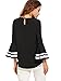 MakeMeChic Women's Elegant Bell Sleeve Striped High Low Blouse Shirt Top Black L