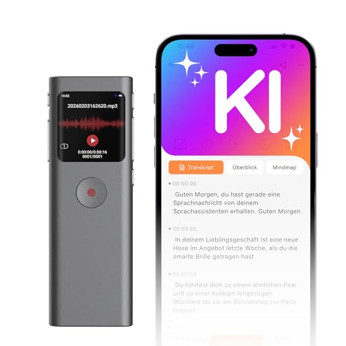 NUASI AI Digital Voice Recorder, Transcribe and Summary, Voice Activated Recording with Playback, 90+ Languages, 64GB Memory, One Touch Recording, For Lecture/Interviews/Classes