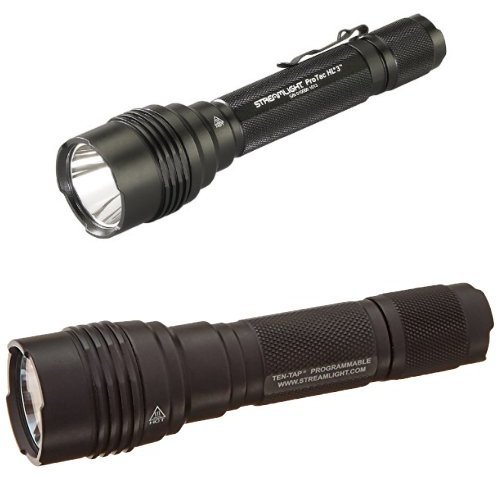 Streamlight Lumen Professional Tactical Flashlight with High/Low/Strobe w/ 3x CR123A Batteries and two CR123A lithium batteries and holster, Clam, Black