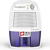 Pohl+Schmitt Compact Dehumidifier, 17oz Water Tank, Ultra Quiet - Small Portable Design for Homes, Basements, Bathrooms and Bedrooms - Removes Air Moisture to Prevent Dust Mites, Mold & Mildew