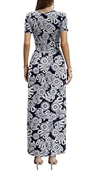 CATHY Women Short Sleeve Deep V-Neck Casual Long
