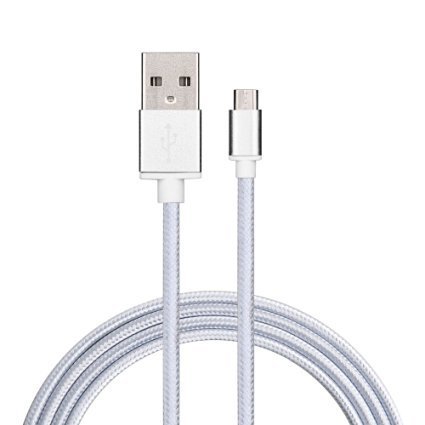 Sweet Tech Silver Micro USB High Speed Sync Charge Cable 1.5m Heavy Duty Nylon Braided with Metal Shell Suitable for Dupad Story M7 / Dupad Story Marshall