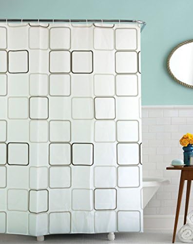 Black and white box Resistant Waterproof Environmental protection PEVA printing shower curtain variety of patterns72-by-72 in (Pattern-W)