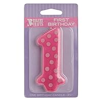 Oasis Supply 1st Birthday Girl Polka Dot Candles - 3.25 Inches Tall