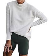 BTFBM Women Cozy Long Sleeve Turtleneck Fashion Sweaters Soft Solid Color Ribbed Knitted Casual W...