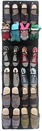 Cinhent Bag 24 Pocket Space Saver Door Hanging Organizer Rack Wall Shoes Sandals Toys Storage Bag Closet Holder Home or Student Dormitory Use (Black)