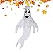 Halloween Ghost Windsocks Flag,Cute Outdoor Hanging Halloween Friendly Ghost Decorations for Front Yard Patio Lawn Garden Party Decor,Includes Swival Hanging Clip (43 INCH)
