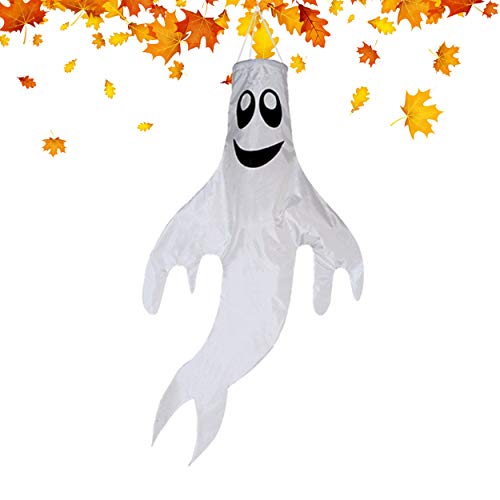 Halloween Ghost Windsocks Flag,Cute Outdoor Hanging Halloween Friendly Ghost Decorations for Front Yard Patio Lawn Garden Party Decor,Includes Swival Hanging Clip (18 INCH)...