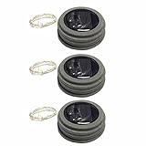 Set of 3 Angel Tears Solar Powered String Light Mason Jar Lid Grey - Barn Roof Finish