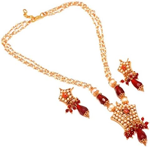 Zewar Pendant Set Kundan Pearl Polki Ad Gemstones 1 Gram Gold Plated Jewelry for Women & Girls 7957Set Kundan Pearl Polki Ad Gemstones 1 Gram Gold Plated Jewelry for Women & Girls 7957