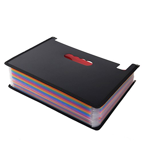 24 Pockets Expanding File Folder with Labels,A4 Size Colorful file organizer Plastic Business File Organizer Box Portable Desktop Business Paper Document Holder Wallet for Office School Host