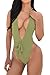 Kisscy Women's Plunge V Neck Halter Bandage One Piece Monokini Swimsuit
