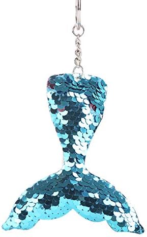 Yiwencult Multicolor Glitter Sequins Mermaid Key Ring Keychain Car Bag Pendant Ornament Light Blue