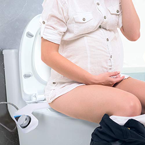 Aisoso Bidet Toilet Attachment with Self Cleaning Dual Nozzles and Explosion Proof Tube, Non Electric Fresh Water Spray Adjustable Pressure, Solid Brass T-Adaptor for Easy Installation