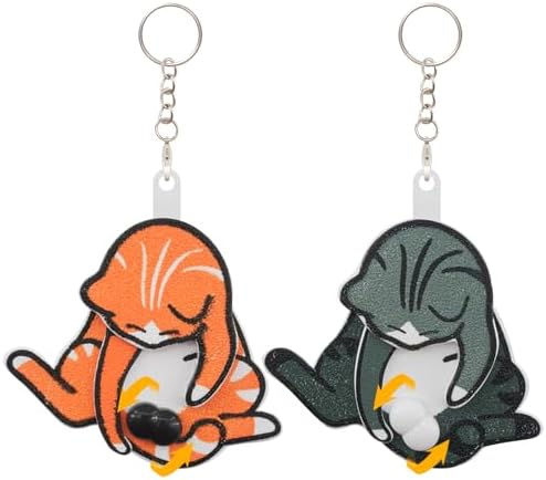 Llavero interactivo de gato travieso, juego de gato con sus bolas giratorias, divertido colgante en movimiento, regalo para los amantes de los gatos, accesorio divertido para bolsas, blanco, Talla