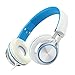 Intone Ms200 Stereo Low Bass Folding and Adjustable Headphone Earbuds - White / Blue